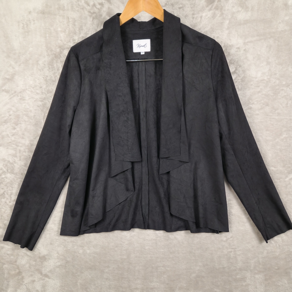 Kismet‎ Jacket Black Flowy Faux Suede Women's Size M
